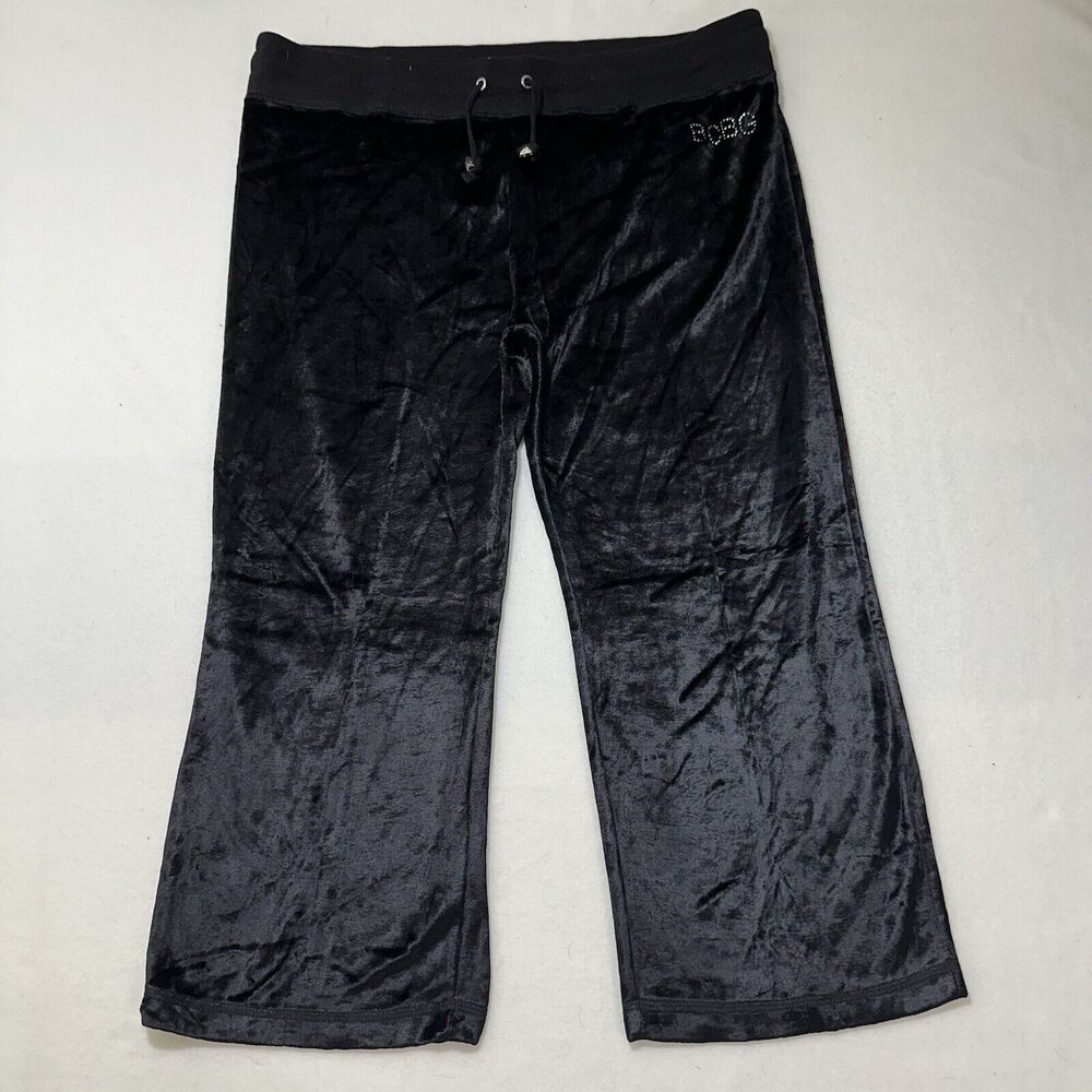 BCBG Max Azria Women's XL Velour Sweatpants Capri 22" Inseam Rhinestone Pants